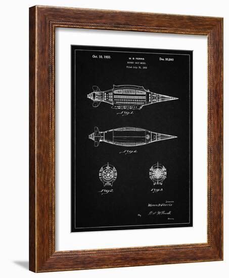 PP1017-Vintage Black Rocket Ship Model Patent Poster-Cole Borders-Framed Giclee Print