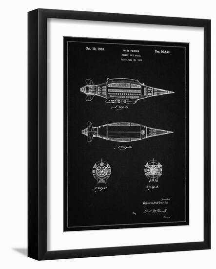 PP1017-Vintage Black Rocket Ship Model Patent Poster-Cole Borders-Framed Giclee Print