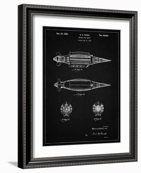 PP1017-Vintage Black Rocket Ship Model Patent Poster-Cole Borders-Framed Giclee Print