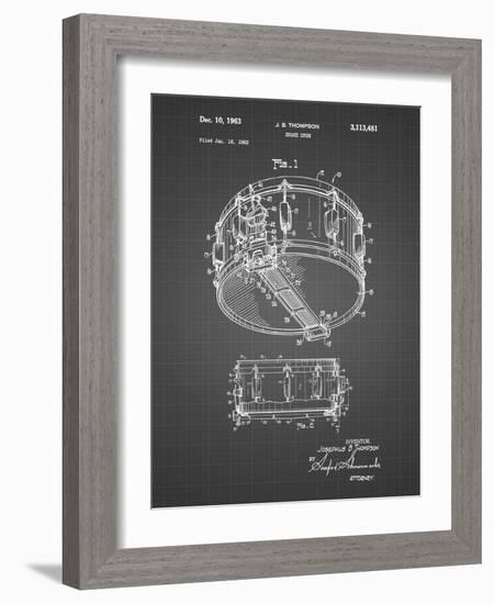 PP1018-Black Grid Rogers Snare Drum Patent Poster-Cole Borders-Framed Giclee Print