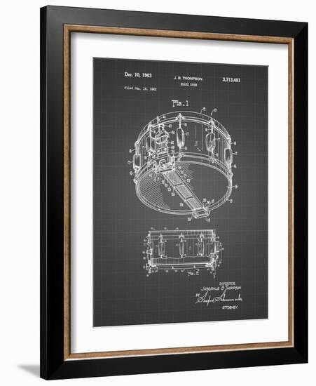 PP1018-Black Grid Rogers Snare Drum Patent Poster-Cole Borders-Framed Giclee Print