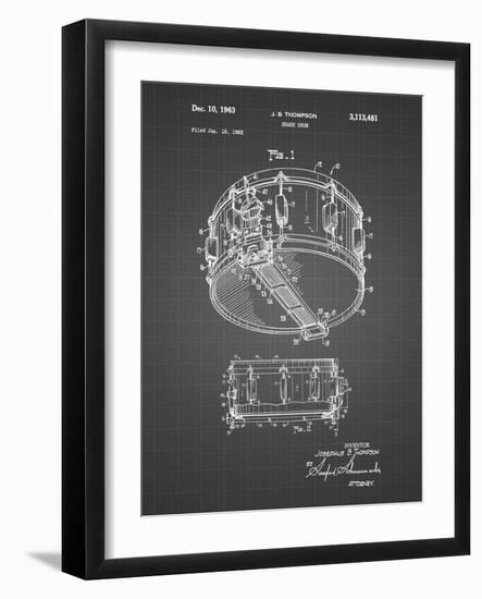 PP1018-Black Grid Rogers Snare Drum Patent Poster-Cole Borders-Framed Giclee Print