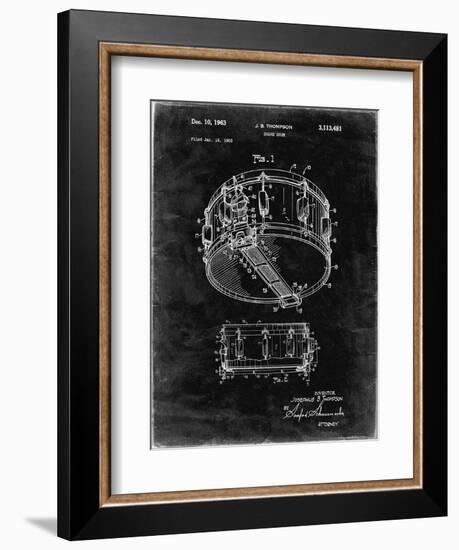 PP1018-Black Grunge Rogers Snare Drum Patent Poster-Cole Borders-Framed Giclee Print