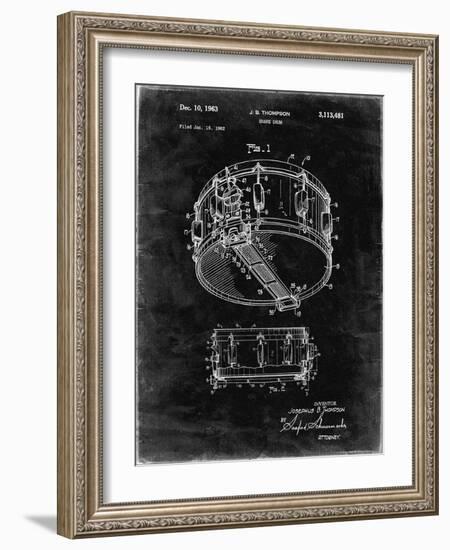 PP1018-Black Grunge Rogers Snare Drum Patent Poster-Cole Borders-Framed Giclee Print