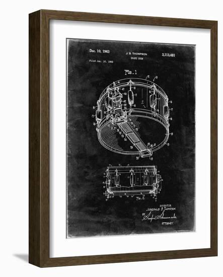 PP1018-Black Grunge Rogers Snare Drum Patent Poster-Cole Borders-Framed Giclee Print