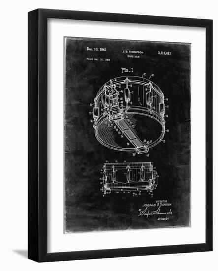 PP1018-Black Grunge Rogers Snare Drum Patent Poster-Cole Borders-Framed Giclee Print