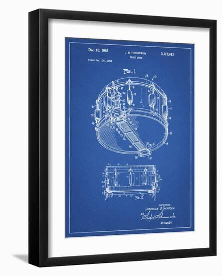 PP1018-Blueprint Rogers Snare Drum Patent Poster-Cole Borders-Framed Giclee Print