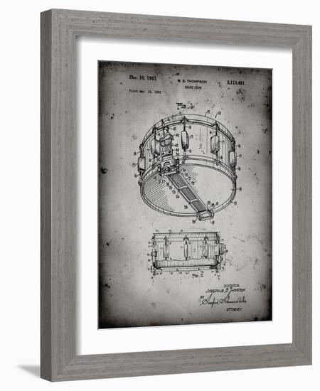 PP1018-Faded Grey Rogers Snare Drum Patent Poster-Cole Borders-Framed Giclee Print