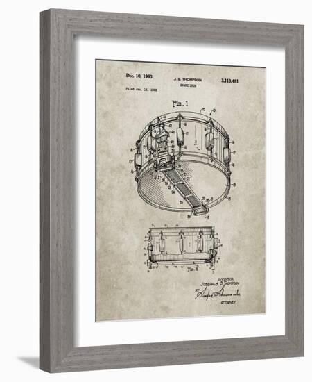 PP1018-Sandstone Rogers Snare Drum Patent Poster-Cole Borders-Framed Giclee Print