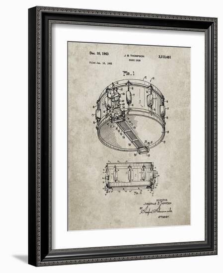 PP1018-Sandstone Rogers Snare Drum Patent Poster-Cole Borders-Framed Giclee Print