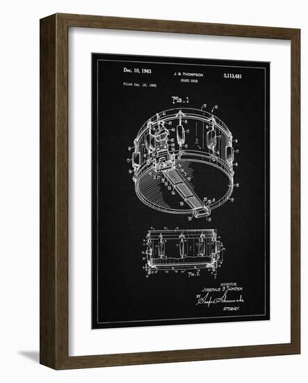 PP1018-Vintage Black Rogers Snare Drum Patent Poster-Cole Borders-Framed Giclee Print