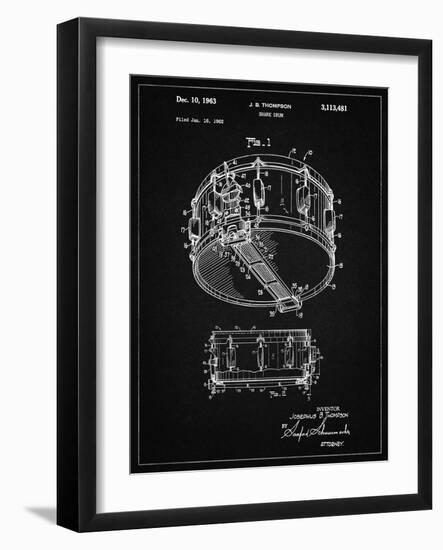 PP1018-Vintage Black Rogers Snare Drum Patent Poster-Cole Borders-Framed Giclee Print