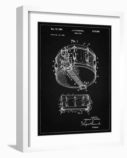 PP1018-Vintage Black Rogers Snare Drum Patent Poster-Cole Borders-Framed Giclee Print