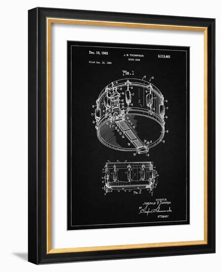 PP1018-Vintage Black Rogers Snare Drum Patent Poster-Cole Borders-Framed Giclee Print