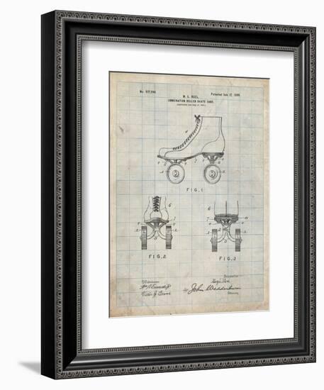 PP1019-Antique Grid Parchment Roller Skate 1899 Patent Poster-Cole Borders-Framed Giclee Print