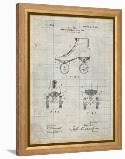 PP1019-Antique Grid Parchment Roller Skate 1899 Patent Poster-Cole Borders-Framed Premier Image Canvas