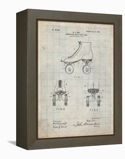 PP1019-Antique Grid Parchment Roller Skate 1899 Patent Poster-Cole Borders-Framed Premier Image Canvas