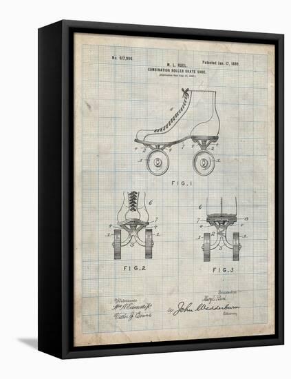 PP1019-Antique Grid Parchment Roller Skate 1899 Patent Poster-Cole Borders-Framed Premier Image Canvas