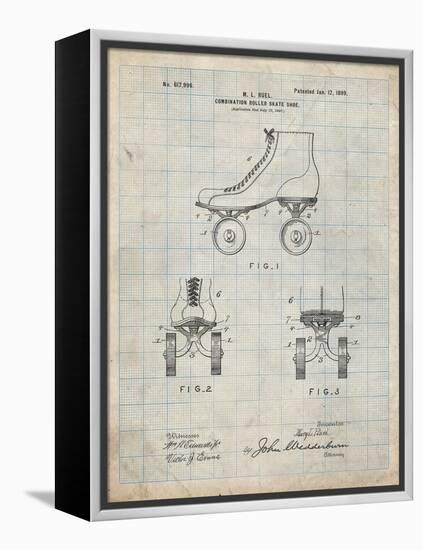 PP1019-Antique Grid Parchment Roller Skate 1899 Patent Poster-Cole Borders-Framed Premier Image Canvas