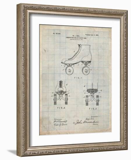 PP1019-Antique Grid Parchment Roller Skate 1899 Patent Poster-Cole Borders-Framed Giclee Print