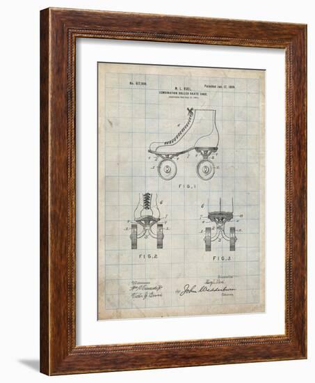 PP1019-Antique Grid Parchment Roller Skate 1899 Patent Poster-Cole Borders-Framed Giclee Print
