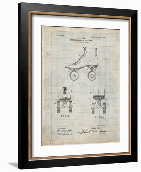 PP1019-Antique Grid Parchment Roller Skate 1899 Patent Poster-Cole Borders-Framed Giclee Print