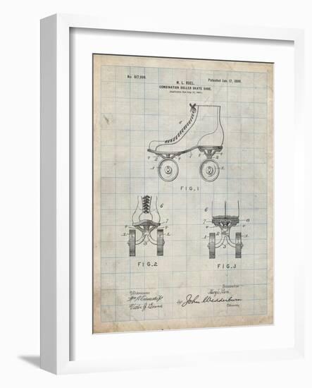 PP1019-Antique Grid Parchment Roller Skate 1899 Patent Poster-Cole Borders-Framed Giclee Print