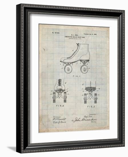 PP1019-Antique Grid Parchment Roller Skate 1899 Patent Poster-Cole Borders-Framed Giclee Print