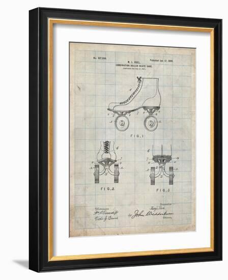 PP1019-Antique Grid Parchment Roller Skate 1899 Patent Poster-Cole Borders-Framed Giclee Print