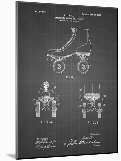 PP1019-Black Grid Roller Skate 1899 Patent Poster-Cole Borders-Mounted Giclee Print