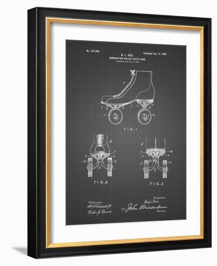 PP1019-Black Grid Roller Skate 1899 Patent Poster-Cole Borders-Framed Giclee Print