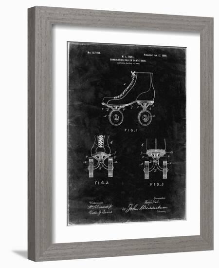 PP1019-Black Grunge Roller Skate 1899 Patent Poster-Cole Borders-Framed Giclee Print