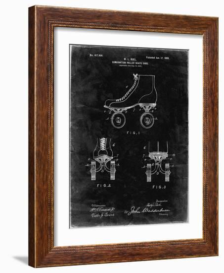 PP1019-Black Grunge Roller Skate 1899 Patent Poster-Cole Borders-Framed Giclee Print