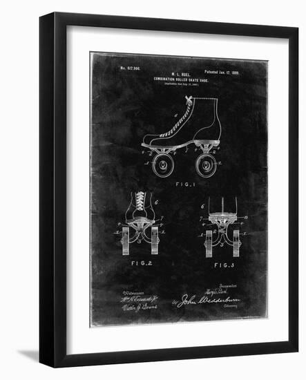 PP1019-Black Grunge Roller Skate 1899 Patent Poster-Cole Borders-Framed Giclee Print
