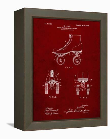 PP1019-Burgundy Roller Skate 1899 Patent Poster-Cole Borders-Framed Premier Image Canvas