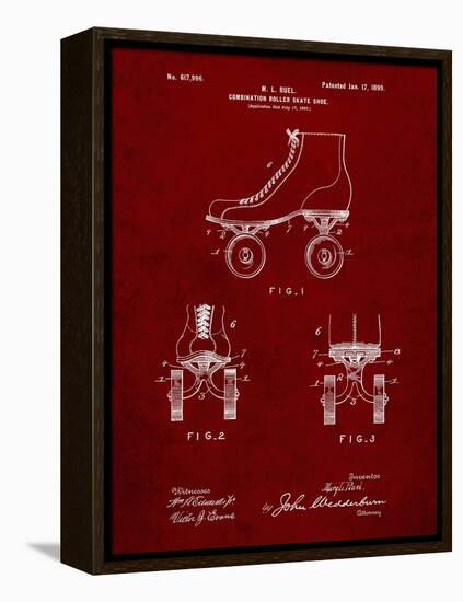 PP1019-Burgundy Roller Skate 1899 Patent Poster-Cole Borders-Framed Premier Image Canvas