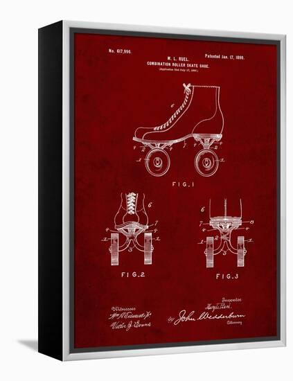 PP1019-Burgundy Roller Skate 1899 Patent Poster-Cole Borders-Framed Premier Image Canvas