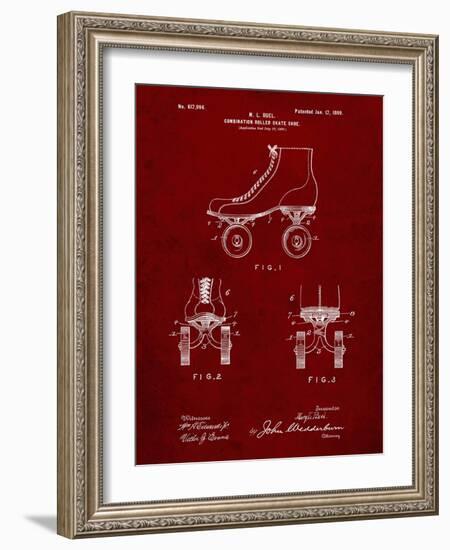 PP1019-Burgundy Roller Skate 1899 Patent Poster-Cole Borders-Framed Giclee Print