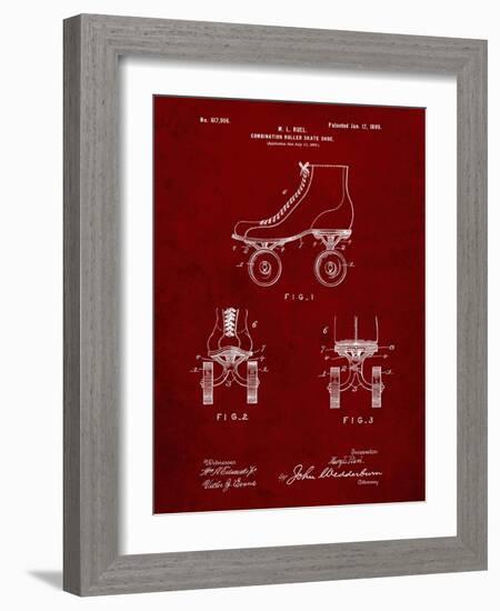 PP1019-Burgundy Roller Skate 1899 Patent Poster-Cole Borders-Framed Giclee Print