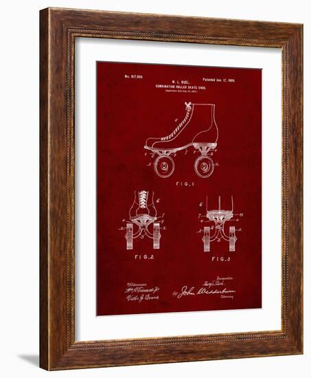 PP1019-Burgundy Roller Skate 1899 Patent Poster-Cole Borders-Framed Giclee Print