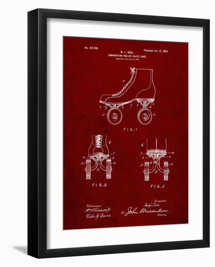 PP1019-Burgundy Roller Skate 1899 Patent Poster-Cole Borders-Framed Giclee Print