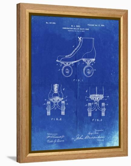 PP1019-Faded Blueprint Roller Skate 1899 Patent Poster-Cole Borders-Framed Premier Image Canvas