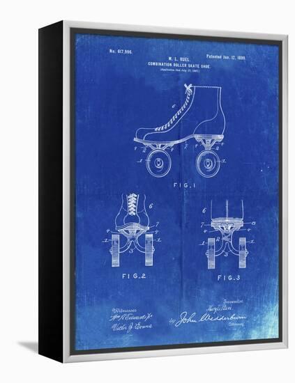 PP1019-Faded Blueprint Roller Skate 1899 Patent Poster-Cole Borders-Framed Premier Image Canvas