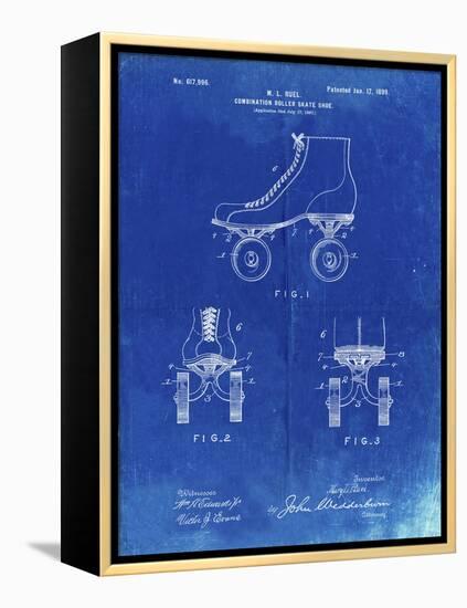 PP1019-Faded Blueprint Roller Skate 1899 Patent Poster-Cole Borders-Framed Premier Image Canvas