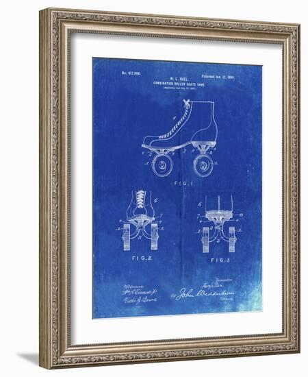 PP1019-Faded Blueprint Roller Skate 1899 Patent Poster-Cole Borders-Framed Giclee Print