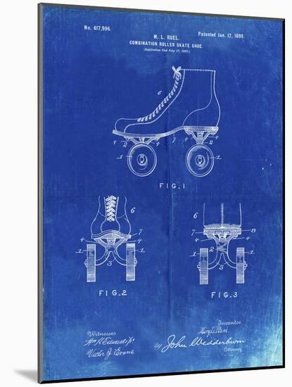 PP1019-Faded Blueprint Roller Skate 1899 Patent Poster-Cole Borders-Mounted Giclee Print