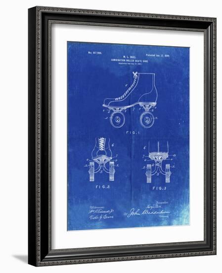 PP1019-Faded Blueprint Roller Skate 1899 Patent Poster-Cole Borders-Framed Giclee Print