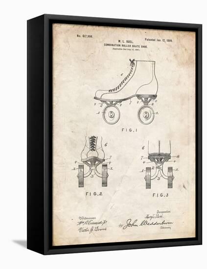 PP1019-Vintage Parchment Roller Skate 1899 Patent Poster-Cole Borders-Framed Premier Image Canvas