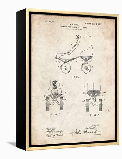 PP1019-Vintage Parchment Roller Skate 1899 Patent Poster-Cole Borders-Framed Premier Image Canvas