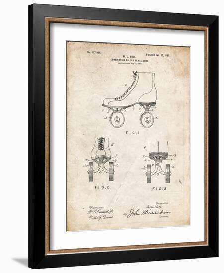 PP1019-Vintage Parchment Roller Skate 1899 Patent Poster-Cole Borders-Framed Giclee Print